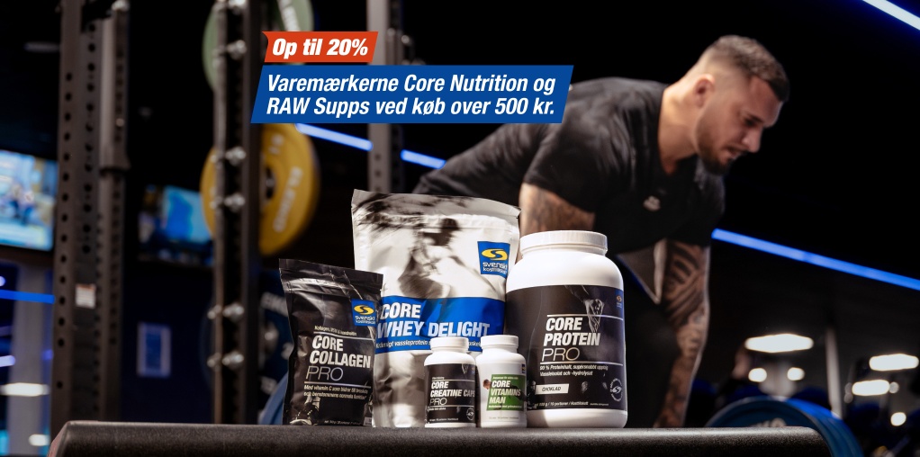 K�b for 500 kr., og f� op til 20% p� varem�rket Core Nutrition & RAW Supps